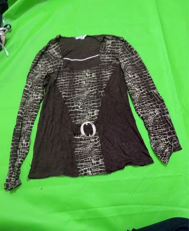 Caftan Brown Long Sleeve Top mit Gürtel-Detail