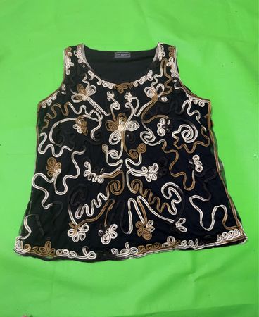 Ann Harvey London Schwarzes besticktes Tanktop