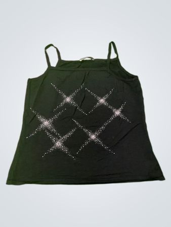 MODERN TIMES Schwarz Spaghetti-Träger Top mit Glitzerstern-Design