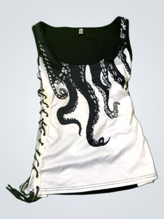 Unbranded Octopus Grafik Schnür-Top
