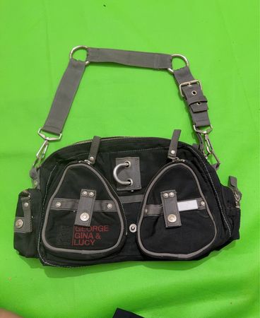 GEORGE GINA & LUCY Black Canvas Shoulder Bag