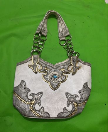 Cowgirl Trendy White Embossed Handbag