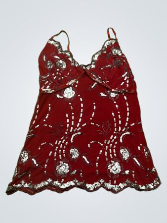 Red Sequined Embellished Camisole