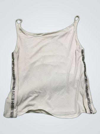 Weißes Tanktop mit silbernen Verzierungen