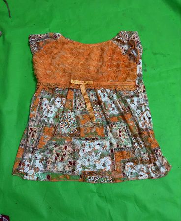 MISSLOVE L/XL Orange Florale Spitze Top