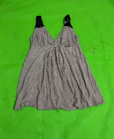 Miss Sixty Women's Taupe Crinkle V-Neck Mini Dress