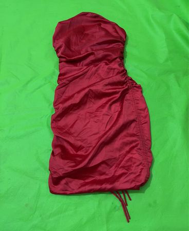 Oh Polly Rote Raffung Träger Mini Kleid