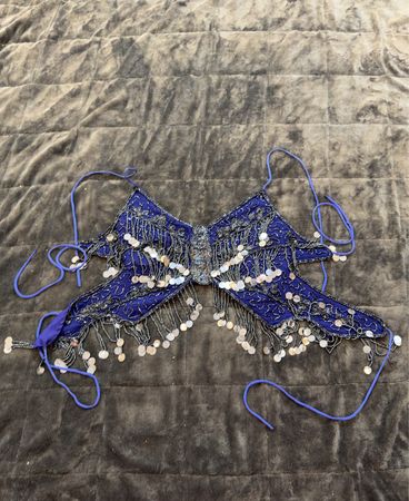 Blue Beaded Bra Top with Sequins