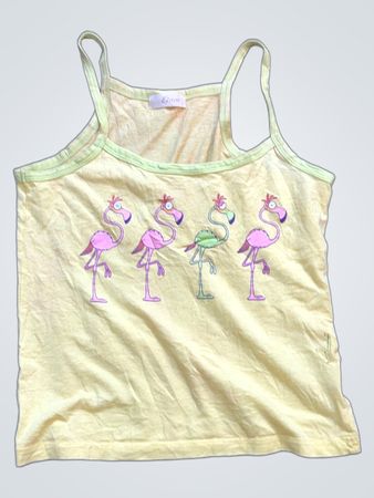Etam Yellow Flamingo Grafik-Spitzen-Cami-Top