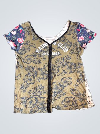BANANA MOON est. 1984 T-Shirt mit Blumenmuster und V-Ausschnitt