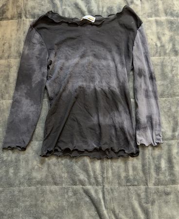 ESCOD & CO Black Tie Dye Langarm-Oberteil mit Rüschensaum