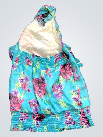 AMISU Women's Blue Floral Smocked Dress