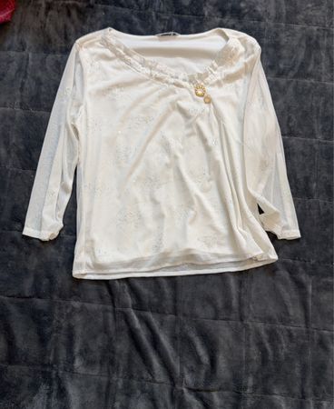 Weißes schimmerndes Langarmshirt