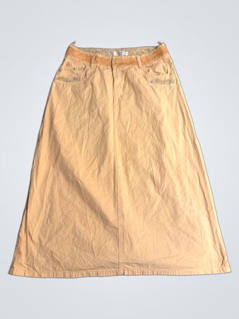Podium Park Damen Maxi-Rock in Tan mit floralem Bund