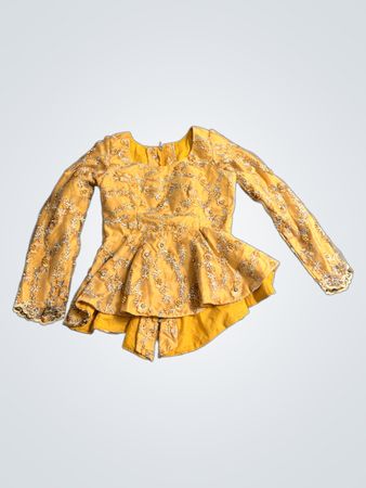 Gelbes besticktes Peplum-Oberteil