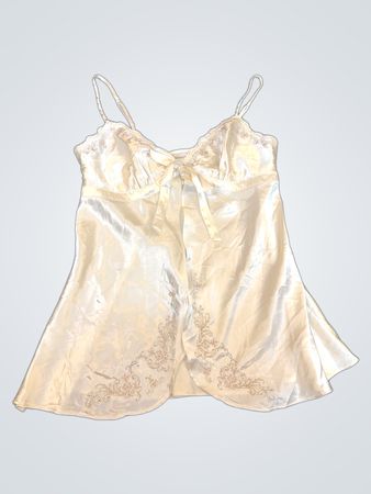 Weißes Satin-Cami mit Spitzenbesatz