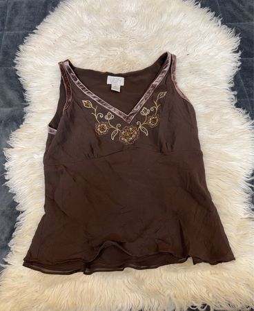 LOFT Brown besticktes Camisole-Top