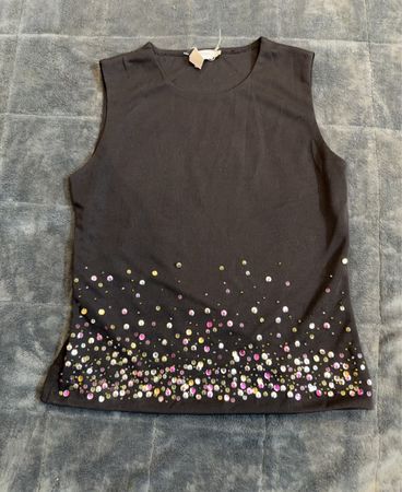 Schwarzes ärmelloses Top mit Pailletten
