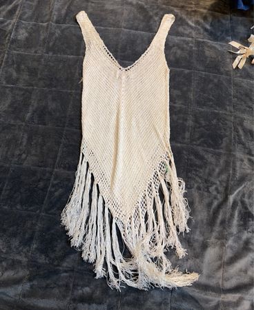 APRICOT Creme Häkel-Fransen Tanktop