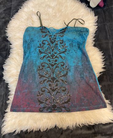 F.A.N.G Damen Blaues Grafik-Tanktop