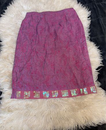 Sangwan pinker und violetter gemusterter Rock mit verziertem Saum