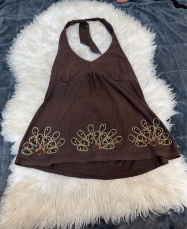 LOFT Brown verziertes Neckholder-Top