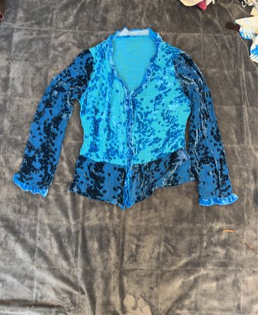 Monsoon Blue Samtbluse mit Blumenmuster