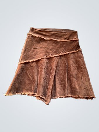 Brown Corduroy Tiered Mini Skirt