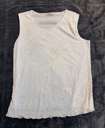 WANGZI Top smanicato floreale con perline XL/XXL