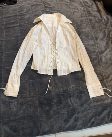 White Pinstripe Corset Shirt