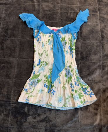 Top smock floreale Victoria White and Blue