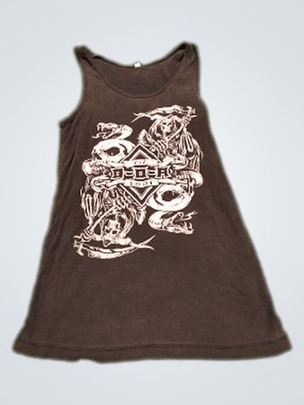 Schwarzes ärmelloses T-Shirt mit grafischem Druck