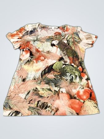 T-Shirt mit Papagei und Blumenmuster