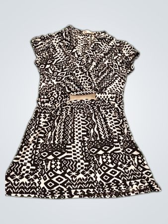 K Woman Schwarz-Weiß-Muster Kleid