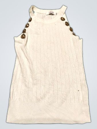 yu & me PARIS Weißes geripptes Tanktop mit Knöpfen