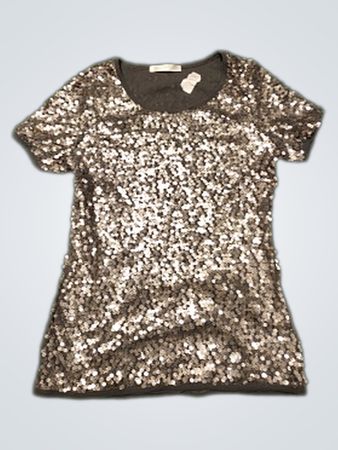 Frauen Pailletten Kurzarm T-Shirt