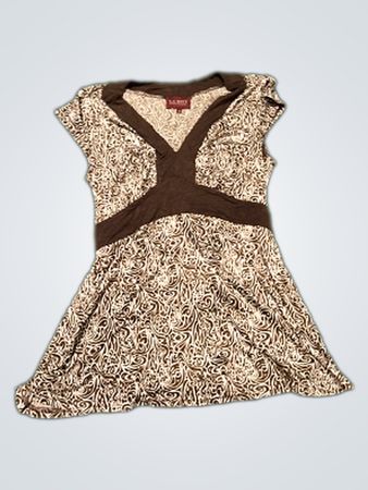 La City Brauner und Weißer Blumen Kleid