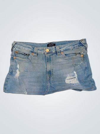 True Religion Distressed Denim Mini Skirt