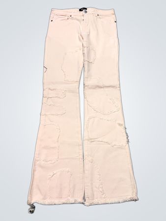 Nova Men Light Pink Distressed Flare Jeans