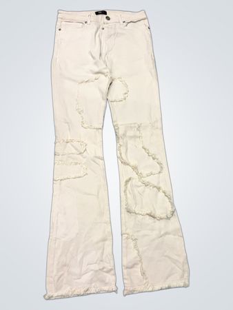 NOVAMEN Beige Used-Look Schlagjeans