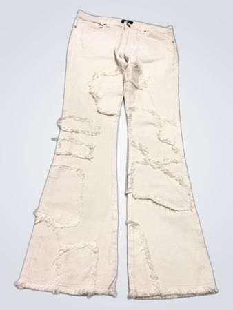 NOVAMEN Beige ausgestellte Jeans mit Rissen