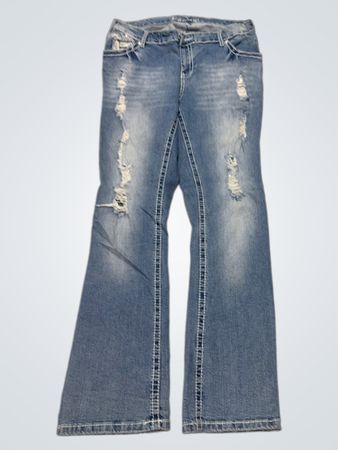 Moxie Jeans Distressed Flare Denim Jeans