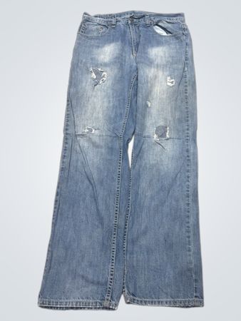Herren Blau Used Straight Leg Jeans W32XL34
