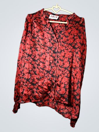 Morgan for Morgan Rote Blumenmuster Button-Up Bluse
