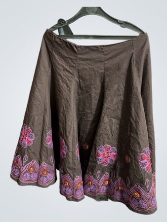 Un deux trois Brown Embroidered Skirt