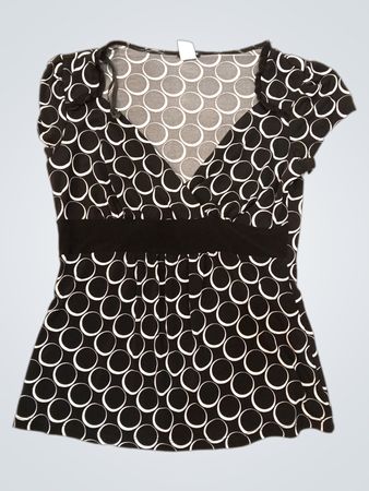 maurices Black & White Circle Print Kurzarmoberteil