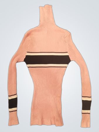 REBEL LOVE Pink gerippter Rollkragenpullover mit Streifen