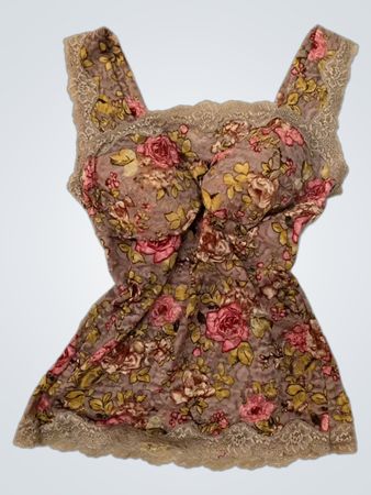 Floral Print Lace Trim Camisole