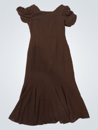 Blau Ost Braun Puffärmel Meerjungfrau Kleid