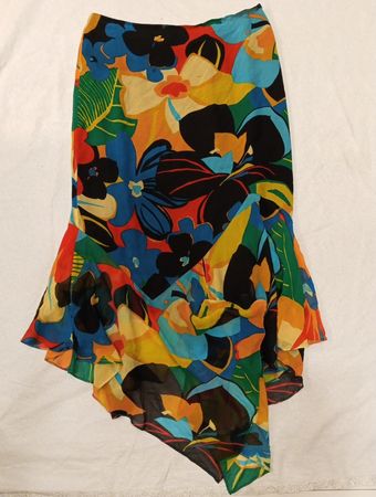 Dana Buchman Damen Rock mit floralem Muster und asymmetrischem Saum